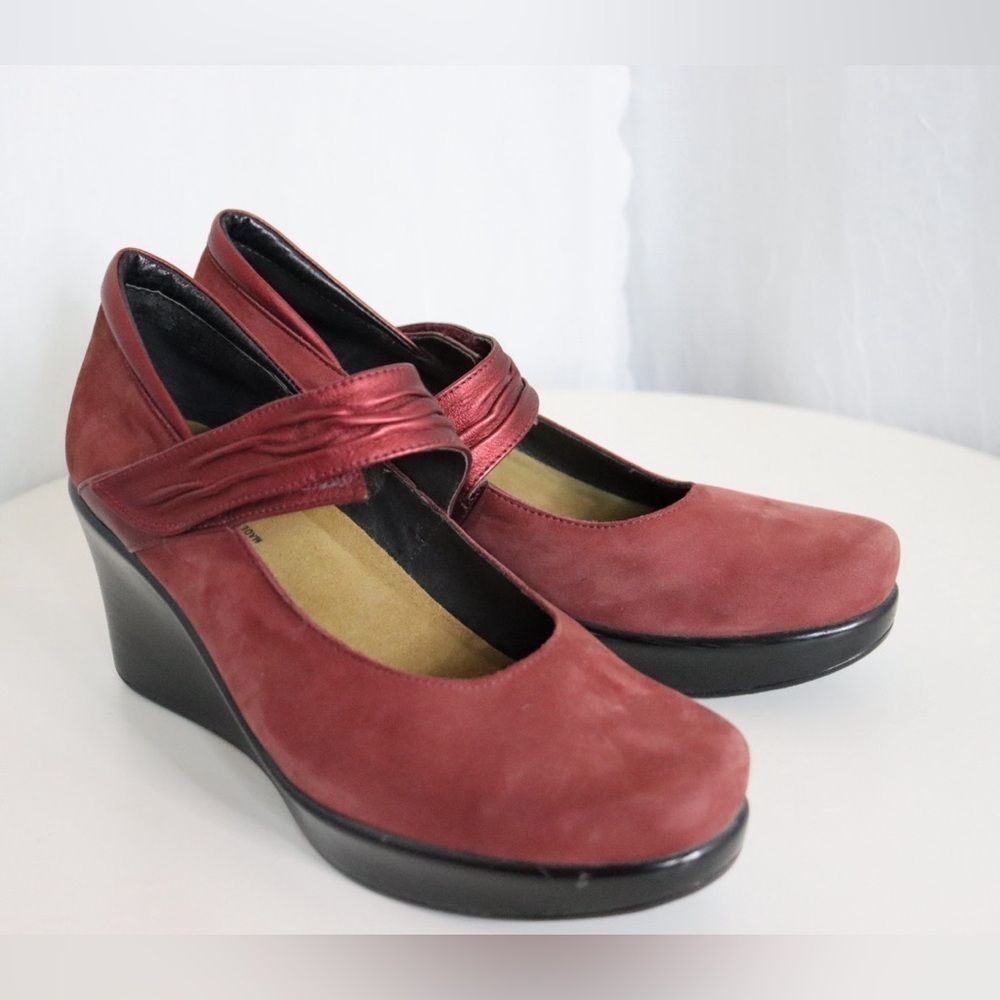 NAOT Napa Leather Burgundy Wedges